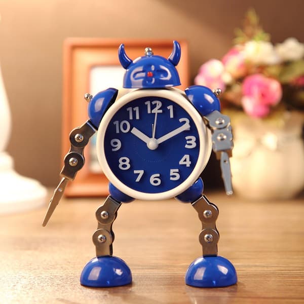 Moderne robotarm til børn - Analog lydløs lysende ur med blinkende øjne og håndklemme