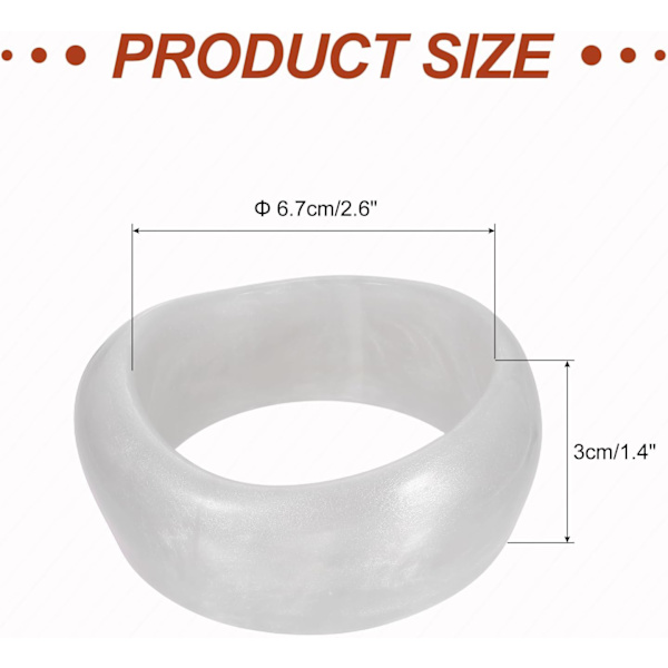 Akryl Chunky Bangle Armbånd til Kvinder Hvid Shimmer White
