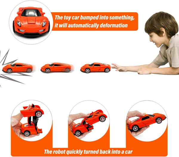 Toy Car Mini Porsche Transforming Robot is (orange)