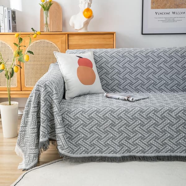 3-seters sofatrekk 130x180cm, Jacquardvevd dekorativt sofa- og sengeteppe-FY-