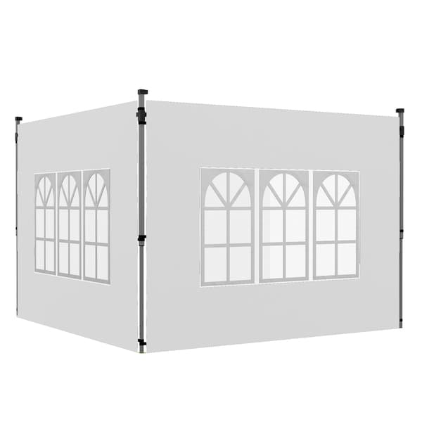 Vanntette sidevegger til paviljongen med vinduer, 3x3/3x4 m, hvite