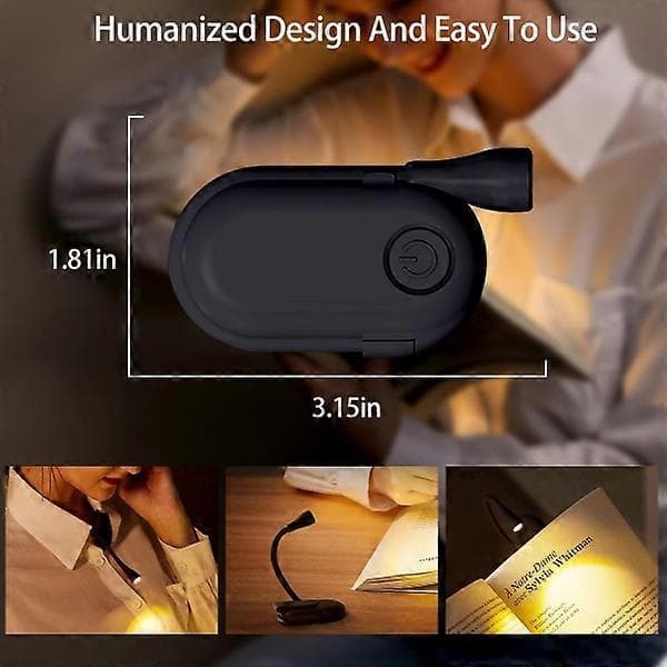 Book light, rechargeable clip-on reading lamp, adjustable brightness