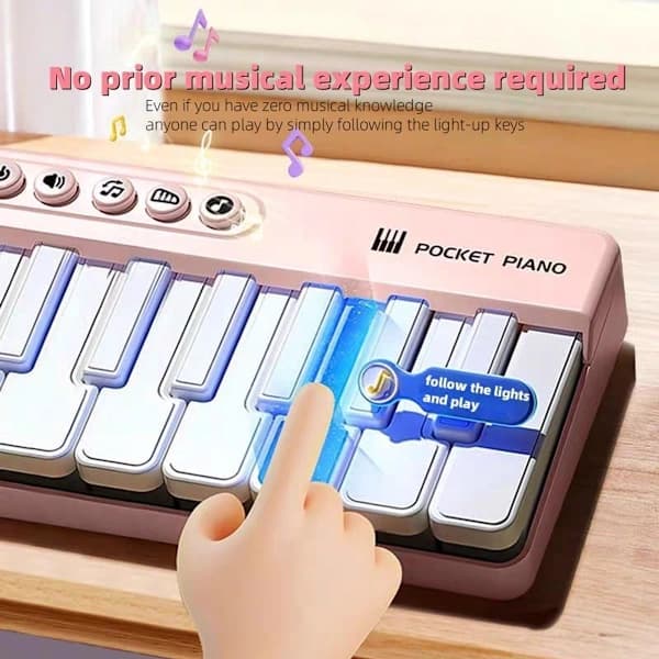 Mini keyboard-klaver - Klaver til børn - Legetøj til børn - Pædagogisk legetøj - Bærbart lommeklaver - Hvid