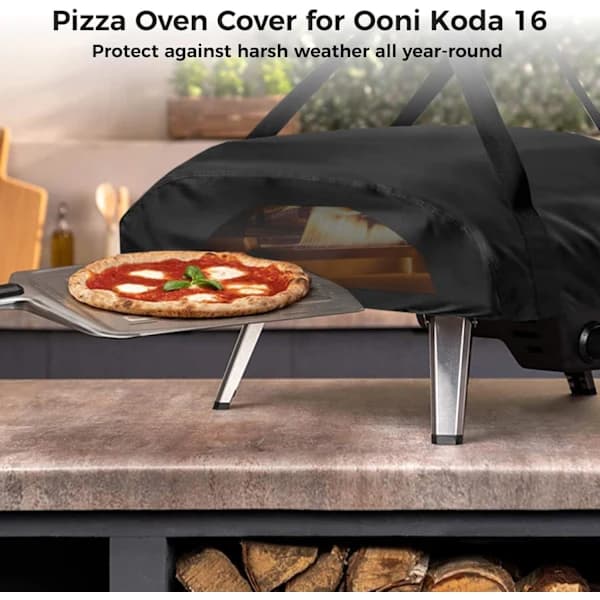 Bärbart pizzaugnsskydd för Koda 16, 420D silverbelagd Oxford-väv, utomhusbärning och förvaring, svart