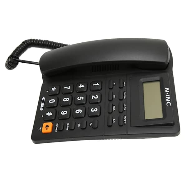Fastnettelefon med nummerpræsentation, hurtigopkald, genopkald, bordtelefon til hjemmekontor, sort