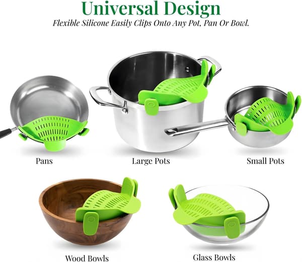 2-piece Heat-Resistant Colander Set for Vegetables and Pasta BPA-Free Space-Saving Kitchen Utensil Grey