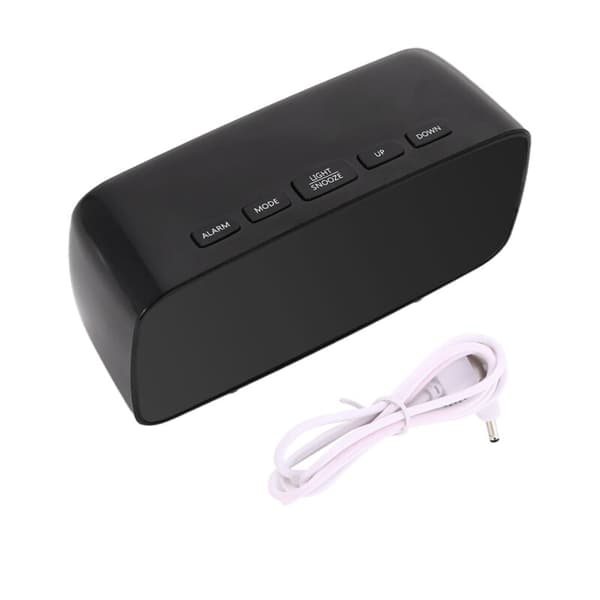 Smart Digital Väckarklocka för Sängen, Grön LED Rese USB Bordsklocka med Snooze Temperatur Datum 12/24H för Sovrum, Svart