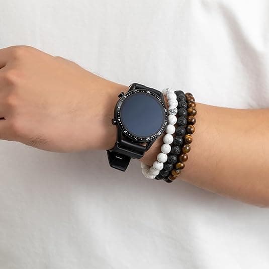 Perlearmbånd for menn, Tigerøye, 8 mm, naturlige steinperler, justerbart og elastisk armbåndsett
