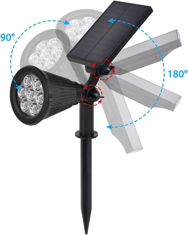 Solar Powered Outdoor Spotlights, 7 LED Solar Garden Lights, Set