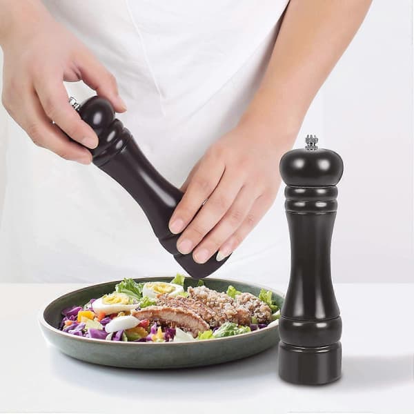 Professional pepper mill for chefs, 20 cm wooden salt and pepper grinder