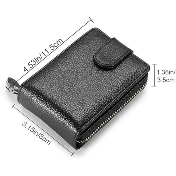 Kreditkortholder - ZGEER - Ægte Læder - Sort - RFID - 12x8x4cm