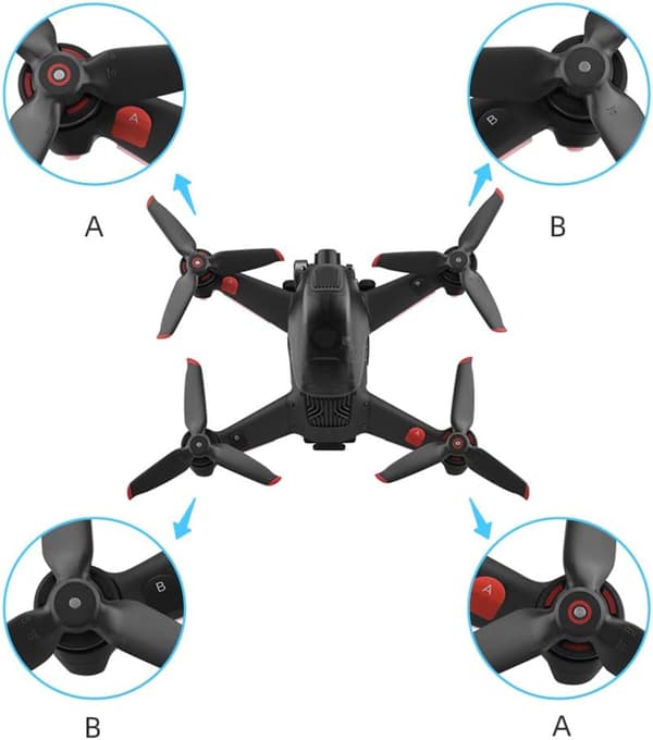 2 par FPV-propellerblade kompatible med DJI FPV Combo Drone, propellerblade til View Drone UAV Quadcopter med 4K-kamera - rød kant