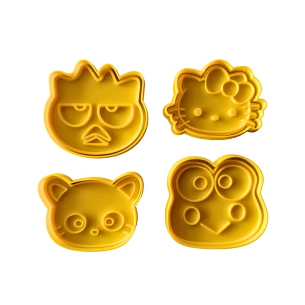 4-pak kage-/legedejsforme | Formet som Hello Kitty Gul M Gul m