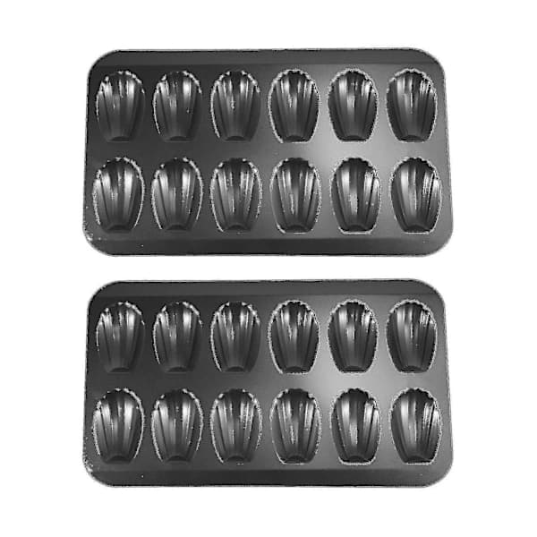 2-pak Nonstick Madeleineforme, Bageplader med 12, Kageform med sprød overflade Chokolade Nonstick Brød