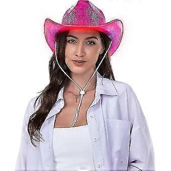 Lysende Space Cowboy Cowgirl Hatt (Rød)