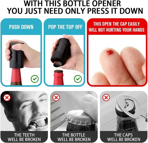 2-PAK Push Down-Pop Off Øloplukker med Magnetisk Kapsel