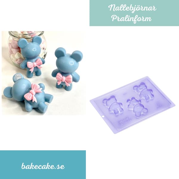 Pralinform Bamse Sjokoladeform - Porto Formas 63 - Spesiell 3-delt form Transparent transparent