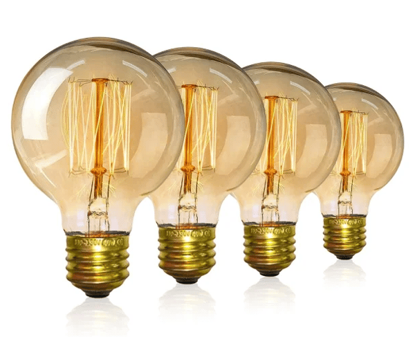 4-pak Vintage Edison-pærer - Globe-pærer - Varmt lys 40W G80 E27
