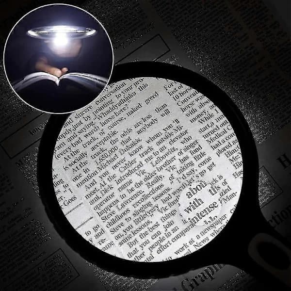 Magnifying Glass with Light for Reading, 3x 6x Large Handheld Magnifier with Light and 4 LED Lights for Visually Impaired, Seniors