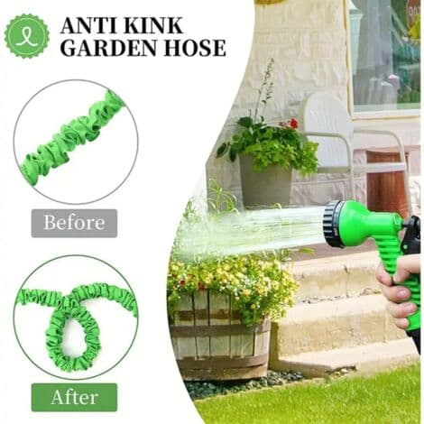 15M Expandable Garden Hose - 7 Spray Patterns - High-Density Fabric and 3-Layer Latex - Leak-Proof and Lightweight