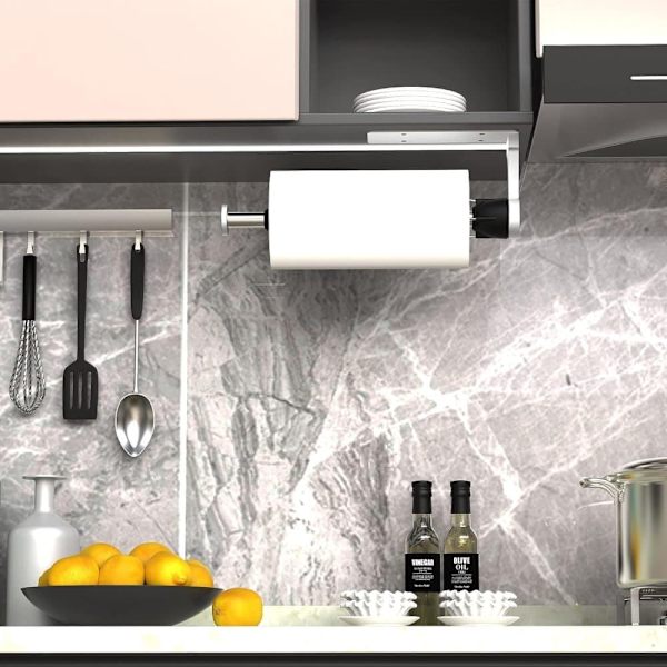 Paper towel holder without drilling with damping effect, self-adhesive or drilled for kitchen