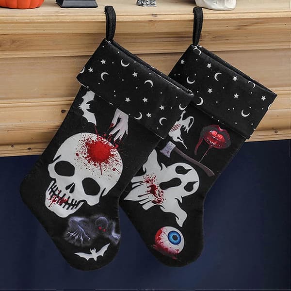 Halloween Decoration Stocking - Skull Motif - The Nightmare Before Christmas - Christmas Tree