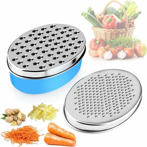 Cheese and Vegetable Slicer with Food Container and Lid (Blue)