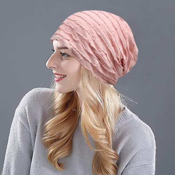 2 stk. Chemo-hodeplagg for kvinner, luer i bomull, slouchy beanie-lue, skjerf