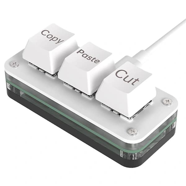 RGB 3-knaps Mini Tastatur Programmerbart Makro Tastatur Type-C Tilpasseligt Mekanisk Gaming Tastatur til E-sport Gamepad Hvid[CO]
