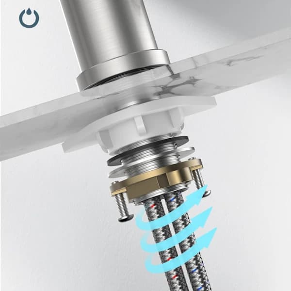 [PL] Kitchen Faucet, 360° Swivel Kitchen Mixer, Stainless Steel, 1/2 Interface L-Shape Single Lever for 1 Hole - With Pipe