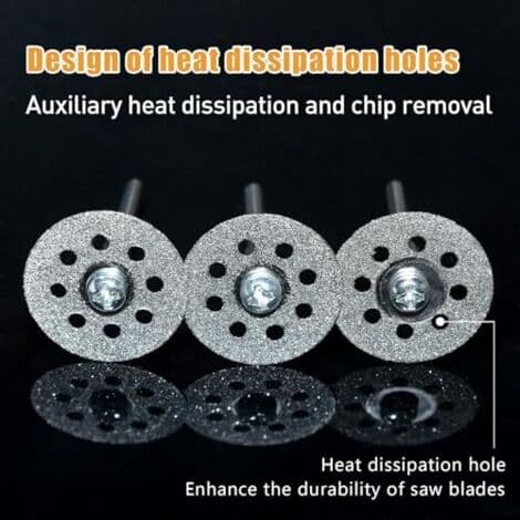 25 Diamond Cutting Discs (22mm) for Dremel Rotary Tool Accessories, Mini Diamond Disc with 4 x 3mm Mandrels for Stone and Glass Tiles