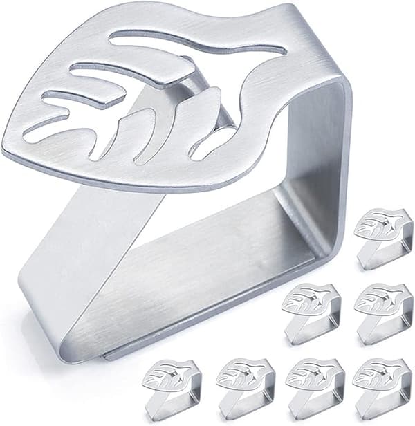 Sæt med 8 klemmer (blade) til at dekorere tykke rustfri borde