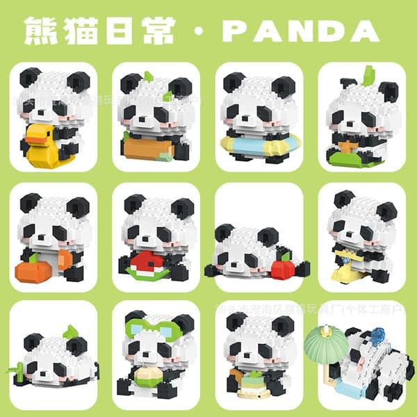 Søde Panda Mini Byggeklodser - LEGO-kompatible mikroklodser, perfekt gave til børn, 2 stilarter tilfældigt udvalgt W1508-07
