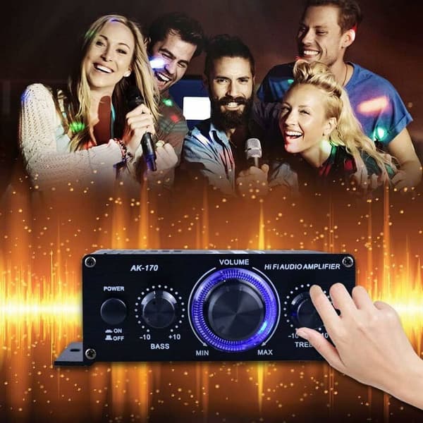 Mini DC 12V HiFi Lydforsterker Bærbar Dobbelkanal Stereo