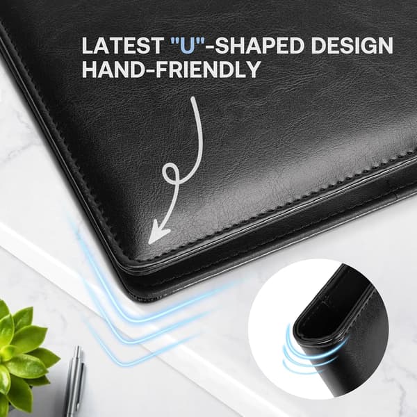 Meeting Folder A4 Business Document Folder with Clipboard, Document Pocket, Card Holder, Office Work Pocket (Black)