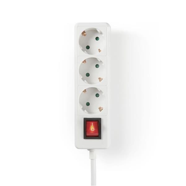 Grenuttak 3-veis type F CEE 7/7 jordet kontakt, 3680W - hvit