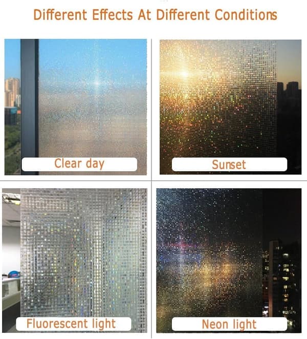Decorative 3D Window Film for Privacy, Electrostatic Window Film