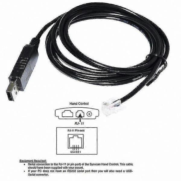 USB til RJ11 RJ12 6P4C Adapterkabel for Teleskopfeste Kontrolltilkobling til PC Håndkontroll Tilbehør