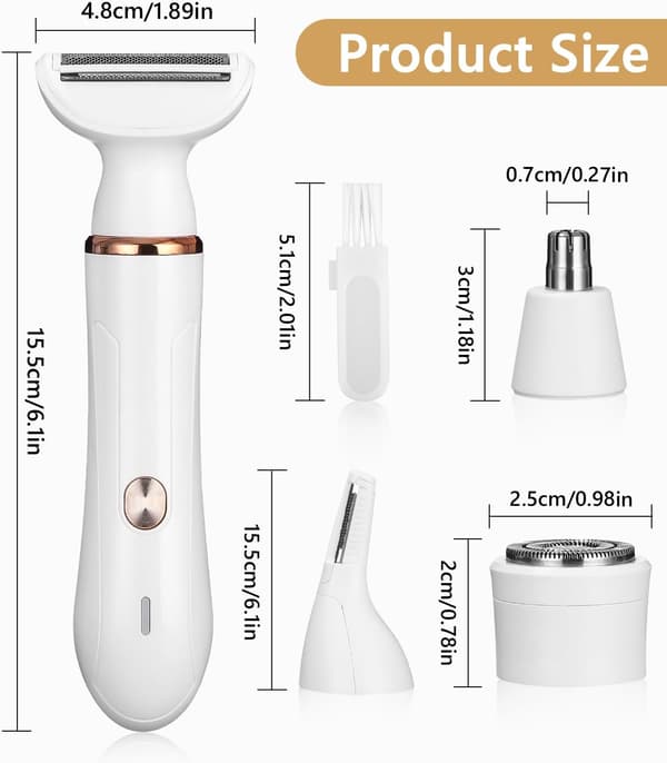 4-i-1 Elektrisk Barbermaskin for Kvinner for Ansikt Armer Ben Armhuler Bikini