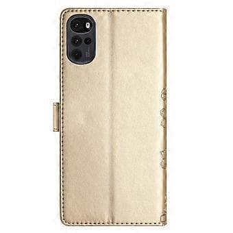Kirsebærblomst PU-etui til Motorola Moto G22 (Guld)