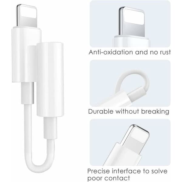 2-pak 3,5 mm hovedtelefonstikadapter til iPhone 7/8/X/11/12 - Kompatibel med iPhone iOS-enheder