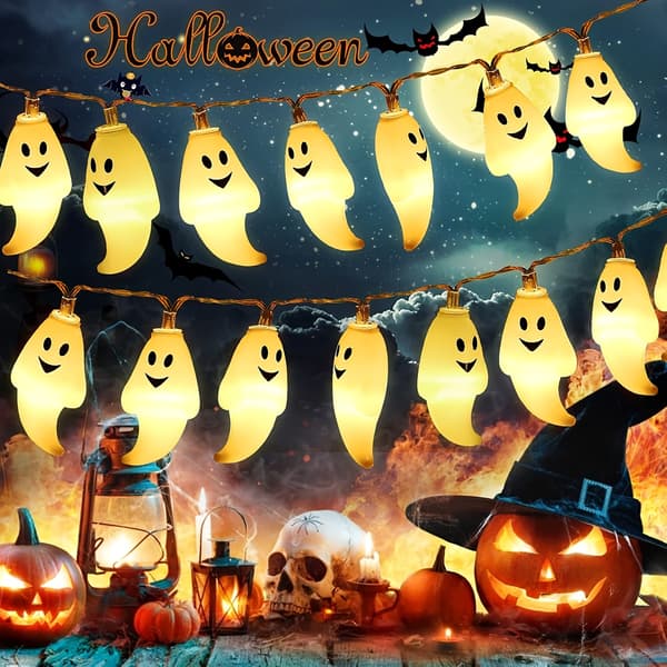 LED-lyslenke 3M 20-lys Varmhvit Glødende Spøkelse For Halloween-dekorasjon (Batteriversjon)
