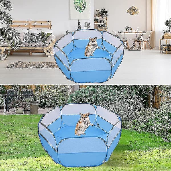 Small Pet Cage Tent, Breathable Pet Playpen Pop Up Exercise Fence (Blue)