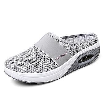 Pustende uformelle mesh slip-on tursko (42 Grå)