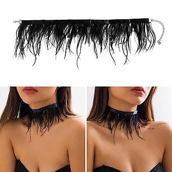 Sort Fjer Krave Halskæde Punk Choker Smykker Gotisk Halskæde