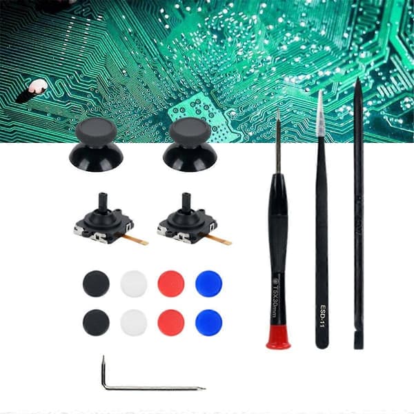 Erstatning for 3 VR-håndtak 3D analog joystick-tommelpinne med joystick-hette og demonteringsverktøy