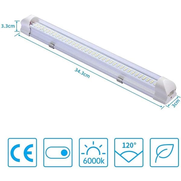2 pcs 108 LED Light Bar - Car Interior Lighting - 9W LED Bar with Switch for RV/Van/Car/Truck/Ceiling Lamp