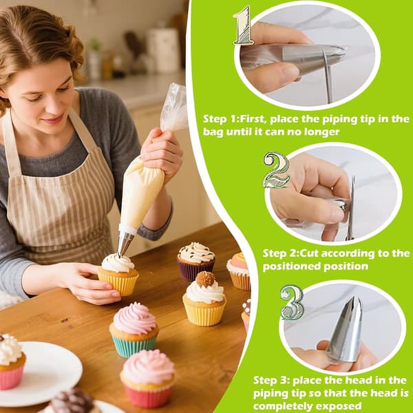1M Kagedekorationstips, Store Stjernedyser i Rustfrit Stål Sæt, Åbne Stjerneformede Sprøjtedyser til Cupcakes, Kager og Kagedekoration, 3 Dele