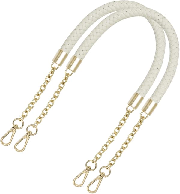 2 stycken (Beige) Handväska Kedjesträp Flätat PU-Läder