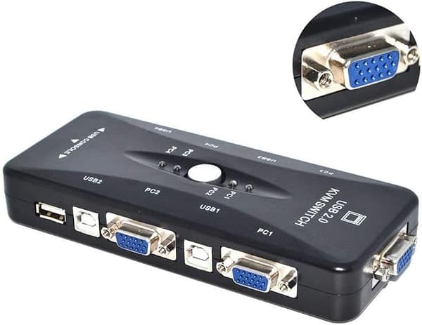 Splitter, 4-porters USB 2.0 Switch Vekselboksadapter og USB-kabel